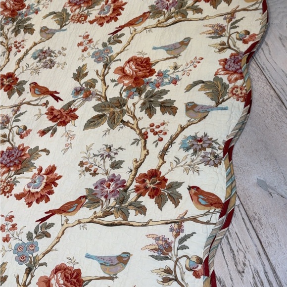 Waverly Charleston Chirp Reverses scalloped Birds Toile cottage farm Full Queen - Picture 11 of 16
